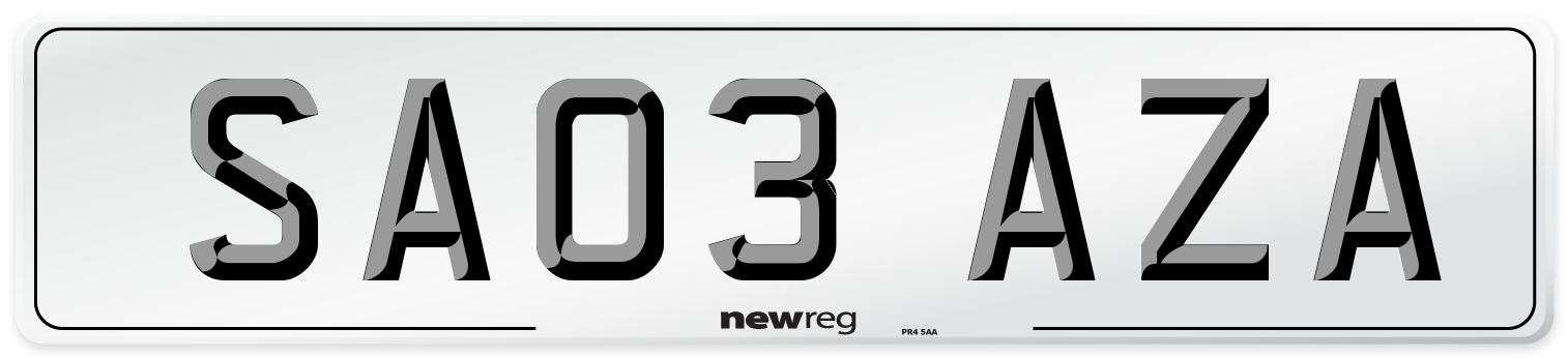 SA03 AZA Number Plate from New Reg